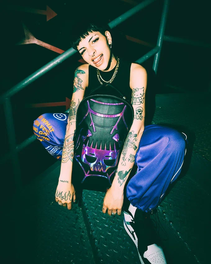 CAZZU IRIDESCENT CUT & SEW SPIDER SKULL Σακίδιο Πλάτης Shark (DLXV)