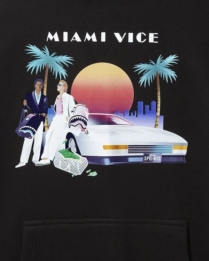 Φούτερ με κουκούλα MIAMI VICE (ΜΑΥΡΟ)