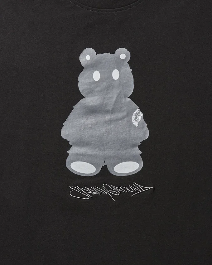 ΜΑΚΡΥΜΑΝΙΚΟ Τ-SHIRT ΜΕ ΓΡΑΦΙΚΟ «MONEY BEAR» (ΜΑΥΡΟ)