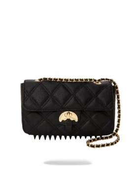 NOIR QUILT ΧΡΥΣΗ ΑΛΥΣΙΔΑ Τσάντες Χειρός ΣΕ ΣΧΗΜΑ ΚΑΡΧΑΡΙΑ