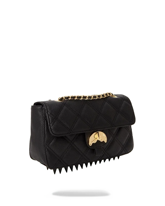 NOIR QUILT ΧΡΥΣΗ ΑΛΥΣΙΔΑ Τσάντες Χειρός ΣΕ ΣΧΗΜΑ ΚΑΡΧΑΡΙΑ