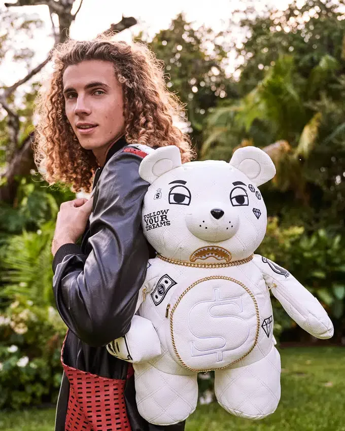 RIVIERA LE BLANC ΣΑΚΙΔΙΟ ΠΛΆΤΗΣ MONEYBEAR TEDDYBEAR ΜΕ ΧΡΥΣΗ ΑΛΥΣΙΔΑ