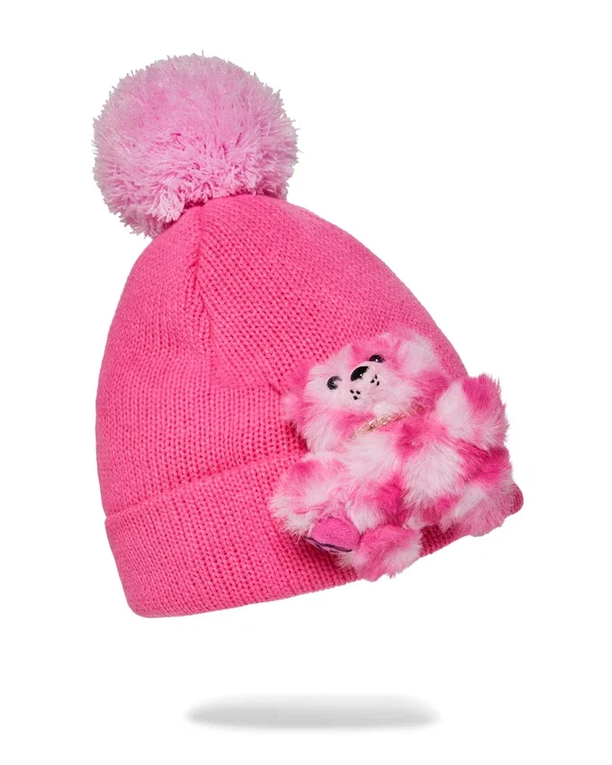ΡΟΖ ΣΚΟΥΦΙ PUFF BEANIE ΜΕ ΜΙΚΡΟ ΑΡΚΟΥΔΑΚΙ